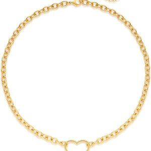 Elegant Gold Heart Pendant Necklace for Women with Adjustable Chain, Perfect for